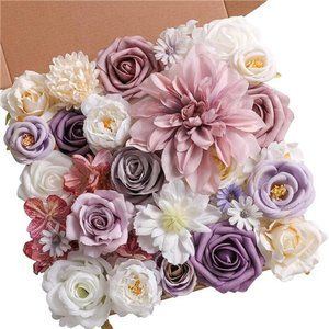 Artificial Flowers Combo Box Set Faux Flowers Bulk Flower Leaf with Stems DIY